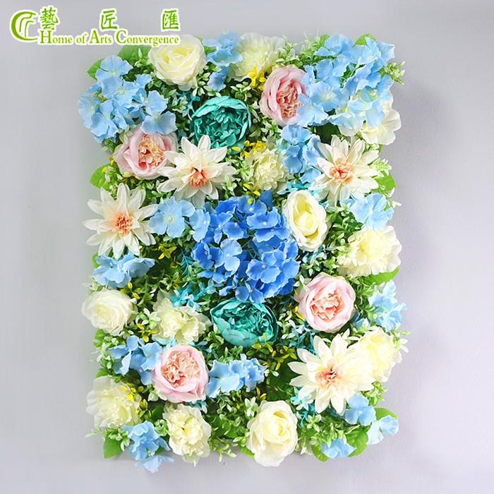 Blue Silk Flower Wall Panels Wedding Backdrop