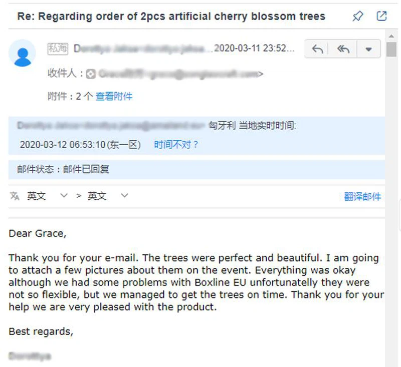 Feedback from client Feedback from client