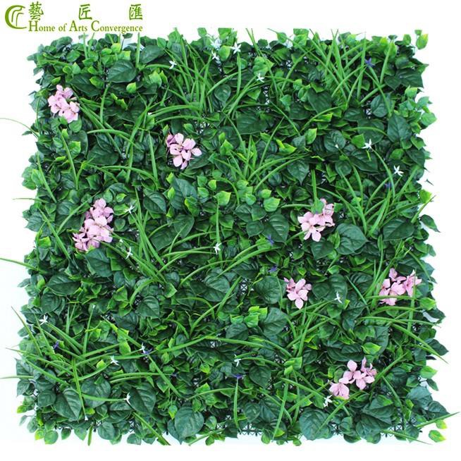 Green Grass Backdrop With Pink Flowers