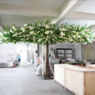 Árbol artificial de estilo personalizado con flores de cerezo y hojas de ficus
