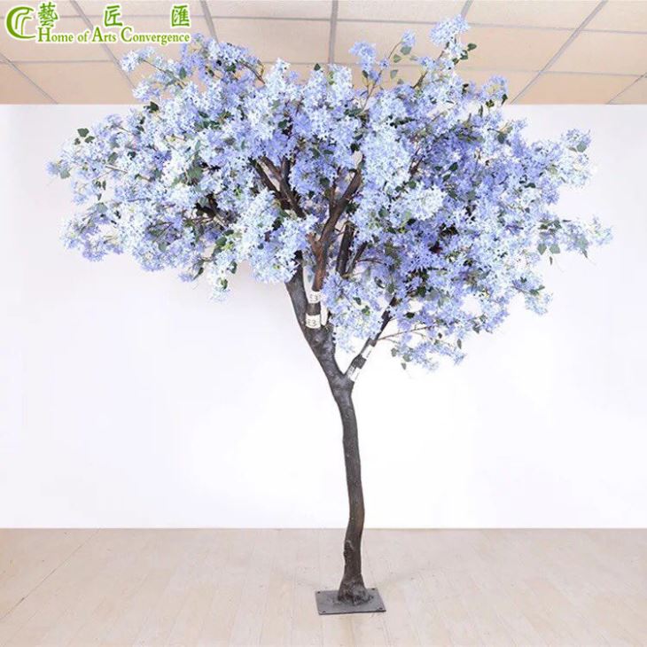 Decoración azul artificial del árbol de la flor de cerezo