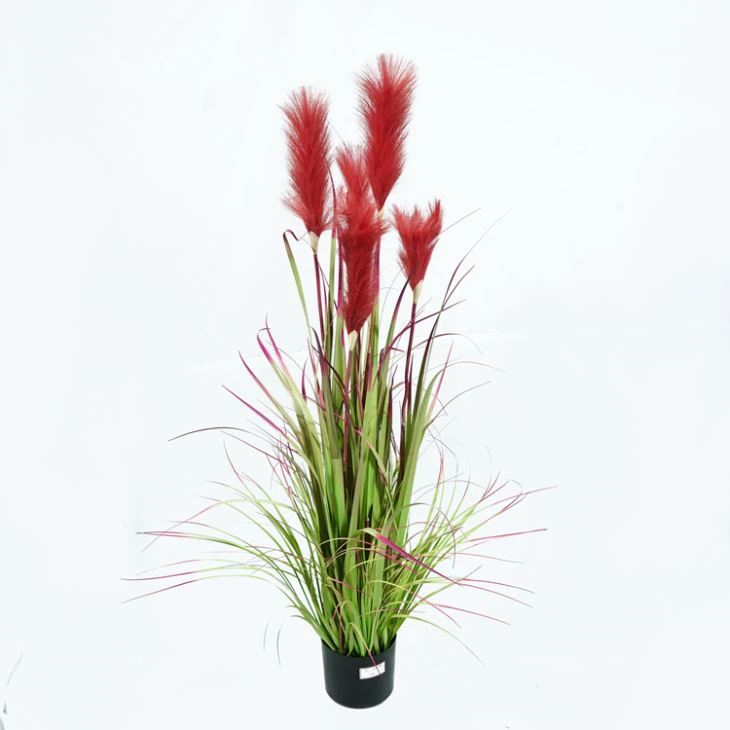 Borgoña Hierbas Reed Artificiales Rojas Planta En Maceta