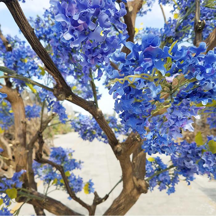 Fake Blossom Tree For Interior Decoration Blue