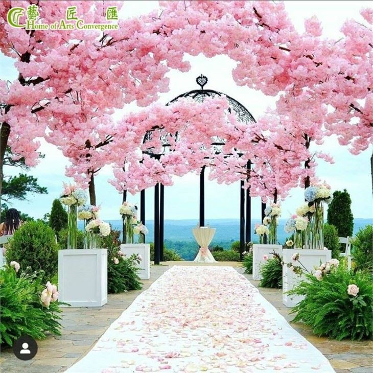Indoor Silk Artificial Sakura Cherry Blossom Tree