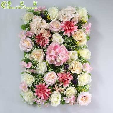 Pared de flores de hortensia de seda